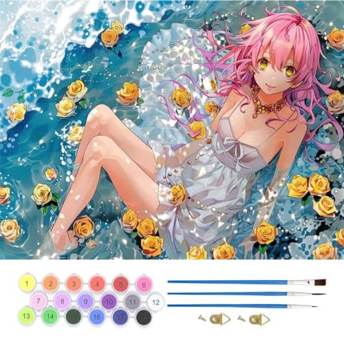 Mädchen Japan Malen Nach Zahlen, Paint by Numbers Malen Nach Zahlen Adult Kit, Groß DIY Handgemalt Ölgemälde Kit für Anfänger Mit Pinsels Acrylfarbe, für Home Décor Geschenke 30x40cm (No Frame) T-733 von generic