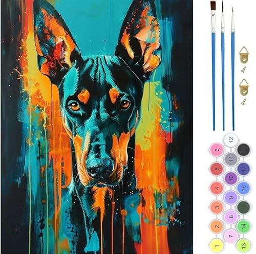 Malen Nach Zahlen Erwachsene, Malen Nach Zahlen Doodle Hund, Paint by Numbers Anfänger Mit Pinseln und Acrylpigmen Handgemalt Ölgemälde Kit für Geschenke und Home Haus Deko 100x120cm (Rahmenlos) T-648 von generic