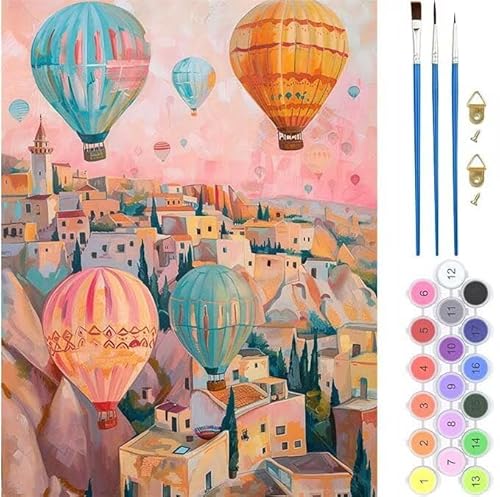 Malen Nach Zahlen Erwachsene,Malen Nach Zahlen Heißluftballon,Paint by Numbers Anfänger Mit Pinseln und Acrylpigmen Handgemalt Ölgemälde Kit für Geschenke und Home Haus Deko 90x110cm (Rahmenlos) T-642 von generic