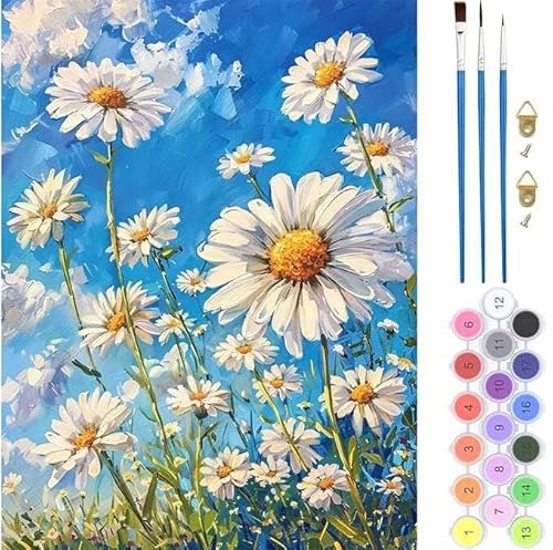 Malen Nach Zahlen Erwachsene,Malen Nach Zahlen Japan Blume,Paint by Numbers Anfänger Mit Pinseln und Acrylpigmen Handgemalt Ölgemälde Leinwand Kit für Geschenke und Home Deko 50x65cm (Rahmenlos) T-333 von generic