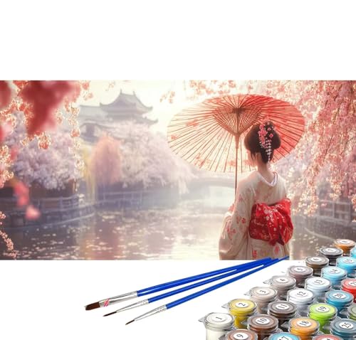 Malen nach Zahlen Erwachsene Japan Groß 180x90 cm Malen nach Zahlen Mädchen Kreativ set für Erwachsene, DIY Malen-nach-Zahlen Erwachsene mit Pinseln Acrylfarbe Wohnzimmer Zimmer Deko (Rahmenlos) B-76 von generic