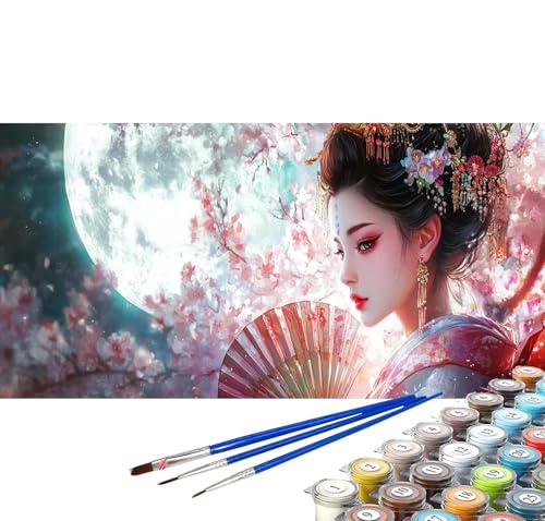 Malen nach Zahlen Erwachsene Japan Malen nach Zahlen Frau DIY Ölgemälde Kit, Paint by Numbers Adult mit Pinseln Acrylfarbe Knitterfreie Leinwand Zimmer Frauen Geschenke 60x120 cm (Rahmenlos) B-79 von generic