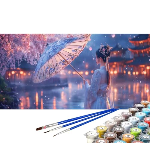 Malen nach Zahlen Erwachsene Japan Malen nach Zahlen Landschaft DIY Ölgemälde Kit, Paint by Numbers Adult mit Pinseln Acrylfarbe Knitterfreie Leinwand Geschenke für Frauen 100x200 cm (Rahmenlos) B-99 von generic