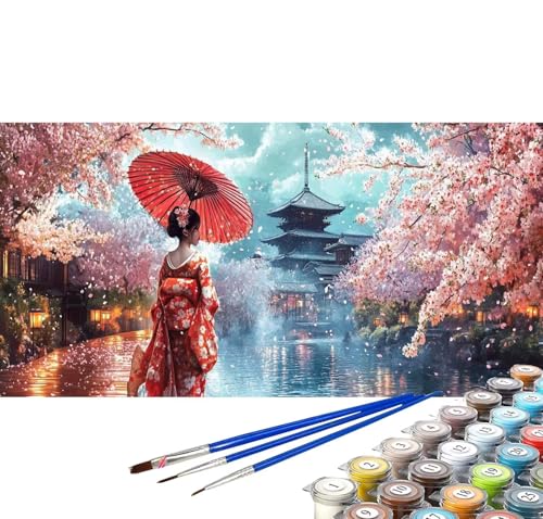 Malen nach Zahlen Erwachsene Japan Malen nach Zahlen ab 5 jahre Mädchen Junge, Paint by Numbers Landschaft DIY Malen nach Zahlen Kinder Ölgemälde Bastelset Deko Wohnzimmer Geschenke 100x200 cm B-78 von generic