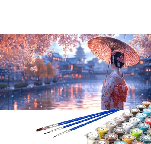 Malen nach Zahlen Mädchen Malen nach Zahlen Kinder Japan Handgemalt Ölgemälde Bastelset, Paint by Numbers Adult mit Pinseln Acrylfarbe Leinwand Bastelset Wohnzimmer Deko Geschenke 170x85 cm B-77 von generic