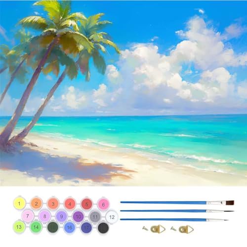 Meer Strand Malen Nach Zahlen,Paint by Numbers Malen Nach Zahlen Adult Kit,Groß DIY Handgemalt Ölgemälde Kit für Anfänger Mit Pinsels Und Acrylfarbe,für Home Décor Geschenke 30x40cm (No Frame) T-829 von generic