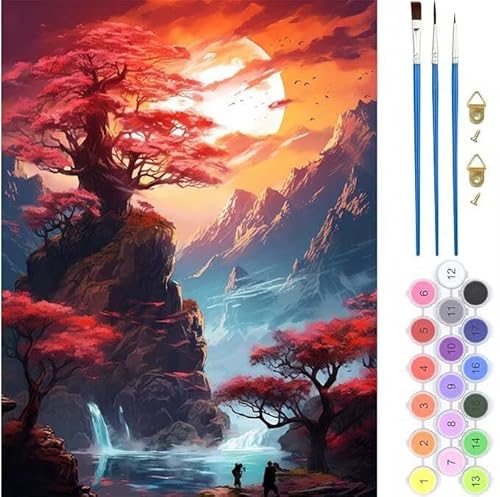 Mond Landschaft Malen Nach Zahlen,Paint by Numbers Malen Nach Zahlen Adult Kit,Groß DIY Handgemalt Ölgemälde Kit für Anfänger Mit Pinsels Acrylfarbe,für Home Décor Geschenke 70x90cm (No Frame) T-485 von generic