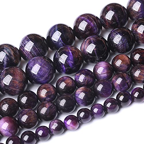 Natürliche violette Tigerauge-Perlen, rund, lose Steinperlen, Energie-Edelstein, Heilkraft für die Schmuckherstellung, 8 mm, 46 Stück, 38,1 cm Natürliche violette Tigerauge-Perlen, rund, lose Steinperlen, Energie-Edelstein, Heilkraft für die Schmuckherstellung, 8 mm, 46 Stück, 38,1 cm von generic