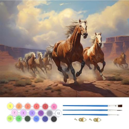 Pferd Tier Malen Nach Zahlen, Paint by Numbers Malen Nach Zahlen Adult Kit, Groß DIY Handgemalt Ölgemälde Kit für Anfänger Mit Pinsels Und Acrylfarbe, für Home Décor Geschenke 30x40cm (No Frame) T-751 von generic