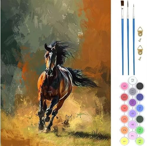 Pferd Tier Malen Nach Zahlen, Paint by Numbers Malen Nach Zahlen Adult Kit, Groß DIY Handgemalt Ölgemälde Kit für Anfänger Mit Pinsels Und Acrylfarbe, für Home Décor Geschenke 70x90cm (No Frame) T-481 von generic