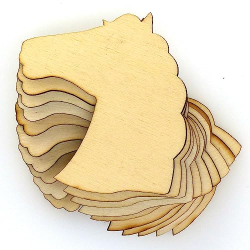 Pferdekopf-Formen aus Holz, 3 mm, Sperrholz, Bauernhof, 15 x 15 cm, Loch oben in der Mitte, 10 Stück von generic