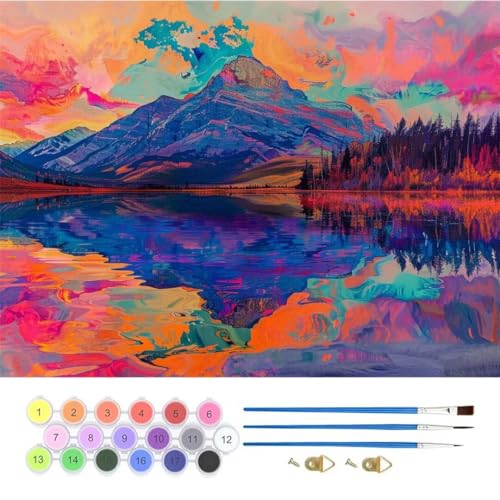 See Berg Malen Nach Zahlen, Paint by Numbers Malen Nach Zahlen Adult Kit, Groß DIY Handgemalt Ölgemälde Kit für Anfänger Mit Pinsels Und Acrylfarbe, für Home Décor Geschenke 80x100cm (No Frame) T-885 von generic