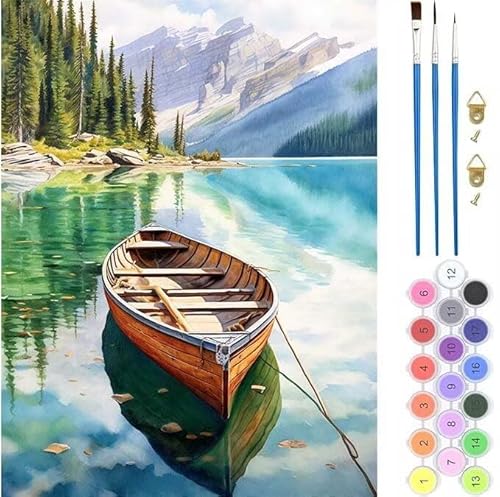 See Boot Malen Nach Zahlen,Paint by Numbers Malen Nach Zahlen Adult Kit,Groß DIY Handgemalt Ölgemälde Leinwand Kit für Anfänger Mit Pinsels Acrylfarbe,für Home Décor Geschenke 30x40cm (No Frame) T-310 von generic