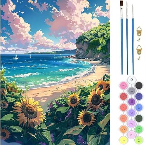 Sonnenblume Malen Nach Zahlen, Paint by Numbers Malen Nach Zahlen Adult Kit, Groß DIY Handgemalt Ölgemälde Kit für Anfänger Mit Pinsels Und Acrylfarbe, für Home Décor Geschenke 100x120cm (No Frame) von generic