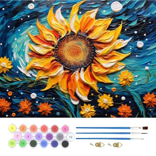 Sonnenblume Malen Nach Zahlen,Paint by Numbers Malen Nach Zahlen Adult Kit,Groß DIY Handgemalt Ölgemälde Kit für Anfänger Mit Pinsels Und Acrylfarbe,für Home Décor Geschenke 40x60cm (No Frame) T-883 von generic