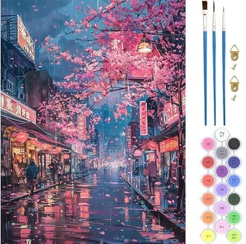 Stadt Japan Malen Nach Zahlen,Paint by Numbers Malen Nach Zahlen Adult Kit,Groß DIY Handgemalt Ölgemälde Kit für Anfänger Mit Pinsels Und Acrylfarbe,für Home Décor Geschenke 40x50cm (No Frame) T-665 von generic