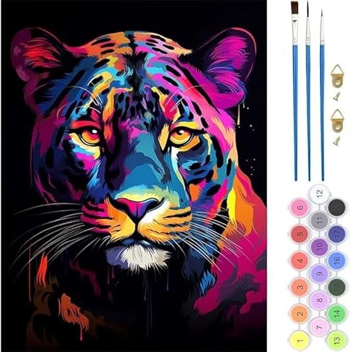 Tiger Bunt Malen Nach Zahlen, Paint by Numbers Malen Nach Zahlen Adult Kit, Groß DIY Handgemalt Ölgemälde Kit für Anfänger Mit Pinsels Und Acrylfarbe, für Home Décor Geschenke 100x120cm (No Frame) von generic