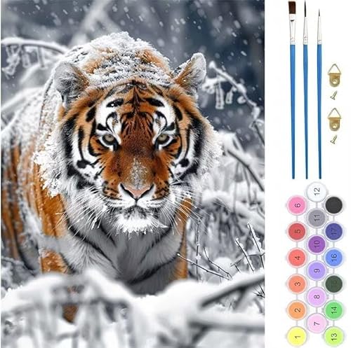 Tiger Tier Malen Nach Zahlen, Paint by Numbers Malen Nach Zahlen Adult Kit, Groß DIY Handgemalt Ölgemälde Kit für Anfänger Mit Pinsels Und Acrylfarbe, für Home Décor Geschenke 70x90cm (No Frame) von generic