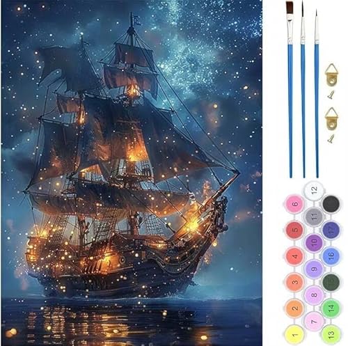 Traum Boot Malen Nach Zahlen, Paint by Numbers Malen Nach Zahlen Adult Kit, Groß DIY Handgemalt Ölgemälde Kit für Anfänger Mit Pinsels Und Acrylfarbe, für Home Décor Geschenke 100x120cm (No Frame) von generic