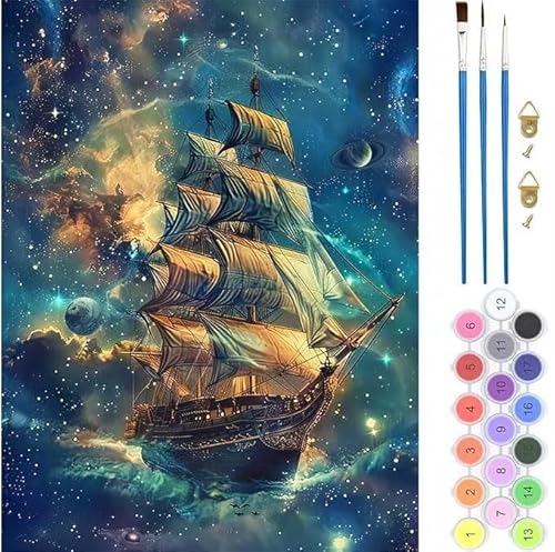 Traum Boot Malen Nach Zahlen, Paint by Numbers Malen Nach Zahlen Adult Kit, Groß DIY Handgemalt Ölgemälde Kit für Anfänger Mit Pinsels Und Acrylfarbe, für Home Décor Geschenke 60x80cm (No Frame) T-248 von generic