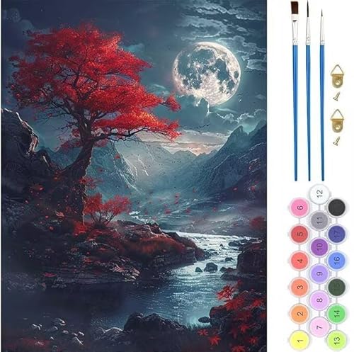 Traum Mond Malen Nach Zahlen, Paint by Numbers Malen Nach Zahlen Adult Kit, Groß DIY Handgemalt Ölgemälde Kit für Anfänger Mit Pinsels Und Acrylfarbe, für Home Décor Geschenke 30x40cm (No Frame) T-312 von generic