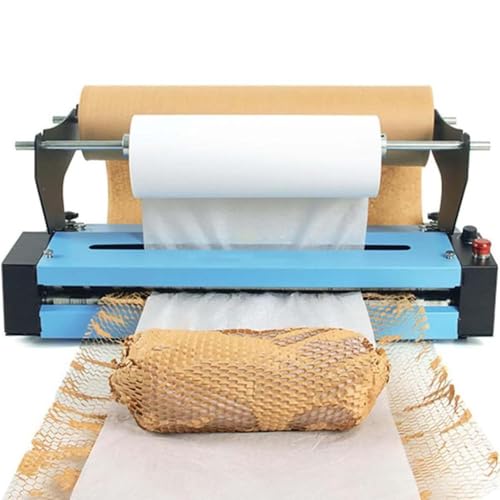 Waben-Packpapierrollenspender, 0-25 m/min Geschenkpapier-Handmaschine mit Pedal, Einstellbarer Dehnung, automatischem Papierschneiden und Not-Aus von generic