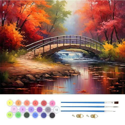 Wald Brücke Malen Nach Zahlen,Paint by Numbers Malen Nach Zahlen Adult Kit,Groß DIY Handgemalt Ölgemälde Kit für Anfänger Mit Pinsels Und Acrylfarbe,für Home Décor Geschenke 60x75cm (No Frame) T-773 von generic