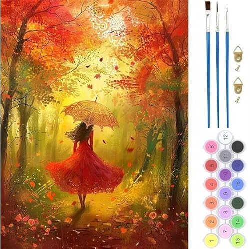 Wald Mädchen Malen Nach Zahlen, Paint by Numbers Malen Nach Zahlen Adult Kit, Groß DIY Handgemalt Ölgemälde Kit für Anfänger Mit Pinsels Und Acrylfarbe, für Home Décor Geschenke 100x120cm (No Frame) von generic