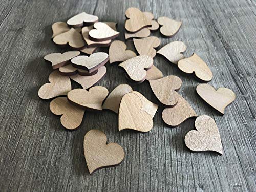 50 Streudeko Holz Teile Herz Tischdeko Hochzeit Dekoherzen schräg Dunkel 2 cm Wedding Bastelzubehör Dekoration Geburtstag von generisch