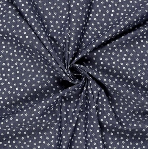 Leichter Jeansstoff Blumen, Blusenstoff Jeans Stoff Meterware luftig - Denim dunkelblau - Hemdenstoff Jeansoptik Blümchen weiß *ab 50 cm Leichter Jeansstoff Blumen, Blusenstoff Jeans Stoff Meterware luftig - Denim dunkelblau - Hemdenstoff Jeansoptik Blümchen weiß *ab 50 cm von generisch