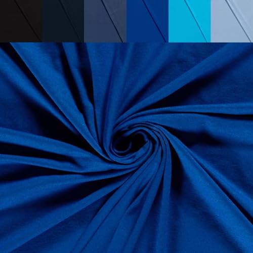 Viskose Jersey Uni Meterware - Stretchstoff Viskose - Viskosestoff stretchig - Jerseystoff Sommer - Blusenstoff Öko Tex 100 *Ab 50cm, Farbe: 005 Royal von generisch