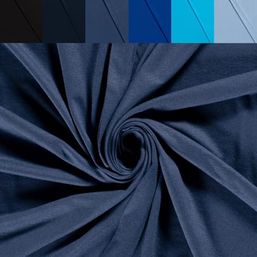 Viskose Jersey Uni Meterware - Stretchstoff Viskose - Viskosestoff stretchig - Jerseystoff Sommer - Blusenstoff Öko Tex 100 *Ab 50cm, Farbe: 006 Indigo von generisch