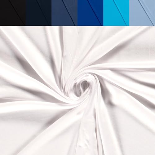 Viskose Jersey Uni Meterware - Stretchstoff Viskose - Viskosestoff stretchig - Jerseystoff Sommer - Blusenstoff Öko Tex 100 *Ab 50cm, Farbe: 050 Weiß von generisch