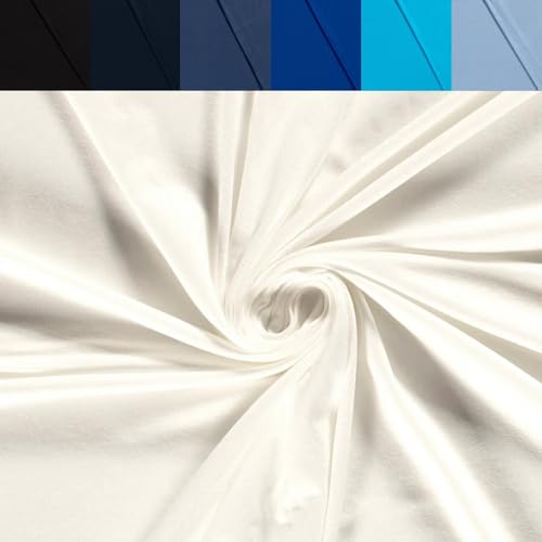 Viskose Jersey Uni Meterware - Stretchstoff Viskose - Viskosestoff stretchig - Jerseystoff Sommer - Blusenstoff Öko Tex 100 *Ab 50cm, Farbe: 051 Elfenbein von generisch