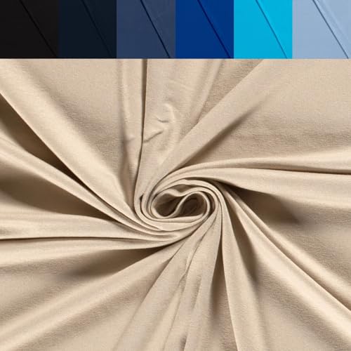 Viskose Jersey Uni Meterware - Stretchstoff Viskose - Viskosestoff stretchig - Jerseystoff Sommer - Blusenstoff Öko Tex 100 *Ab 50cm, Farbe: 052 Beige von generisch