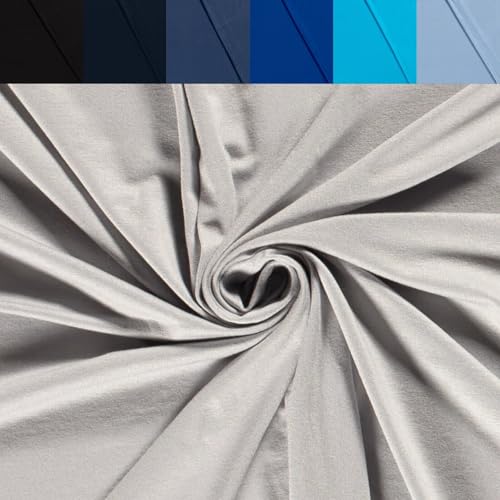 Viskose Jersey Uni Meterware - Stretchstoff Viskose - Viskosestoff stretchig - Jerseystoff Sommer - Blusenstoff Öko Tex 100 *Ab 50cm, Farbe: 061 Hellgrau von generisch