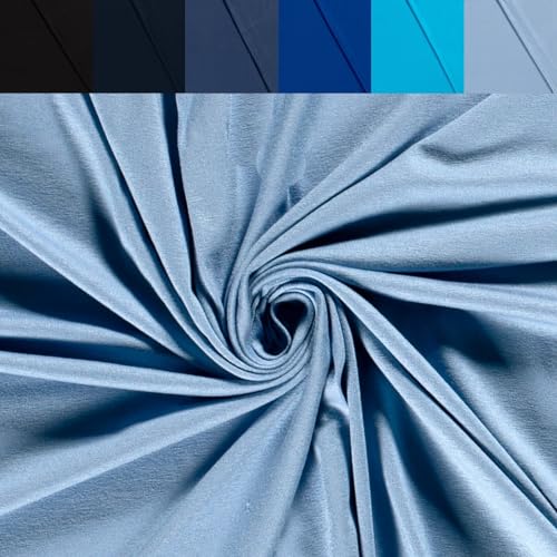 Viskose Jersey Uni Meterware - Stretchstoff Viskose - Viskosestoff stretchig - Jerseystoff Sommer - Blusenstoff Öko Tex 100 *Ab 50cm, Farbe: 103 h.blau von generisch