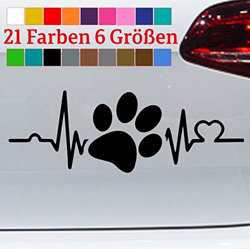 generisch Herzschlag Pfote Hunde Aufkleber Sticker Retriever Labrador Love Terrier Mops in 6 Größen und 21 Farben von generisch