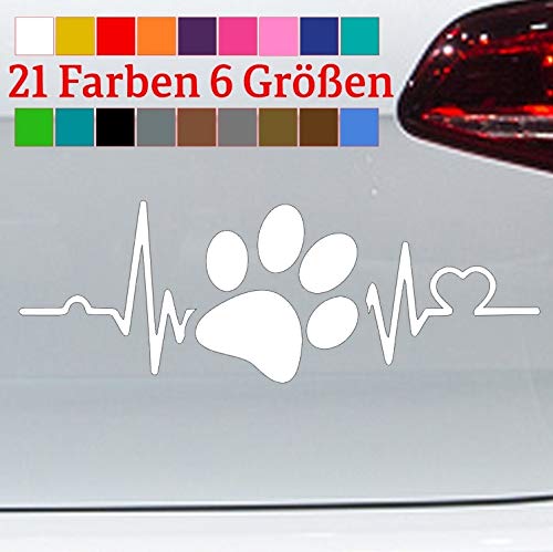 generisch Herzschlag Pfote Hunde Aufkleber Sticker Retriever Labrador Love Terrier Mops in 6 Größen und 21 Farben von generisch