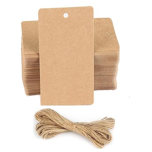 Geschenkanhänger Groß 200 Stk 15X8CM, 300g/m² Kraftpapier Etiketten Tags Packpapier Geschenk (Braun15X8cm) von gentlewater