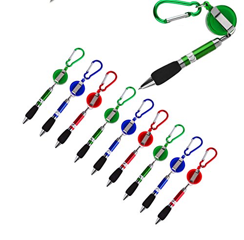 geo-versand 10 x Kugelschreiber mit Zip - Karabiner - zum befestigen - aufhängen - Stift halterung, Bedinung, Kellner,Geocaching Kugelschreiber Firma von geo-versand