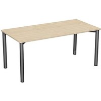 geramöbel Flex Schreibtisch ahorn, anthrazit rechteckig, 4-Fuß-Gestell grau 160,0 x 80,0 cm von geramöbel