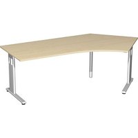 geramöbel Flex Schreibtisch ahorn L-Form, C-Fuß-Gestell silber 216,6 x 113,0 cm von geramöbel