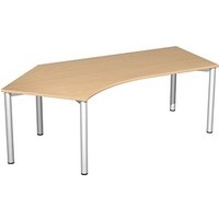geramöbel Flex Schreibtisch buche, silber L-Form, 5-Fuß-Gestell silber 216,6 x 113,0 cm von geramöbel