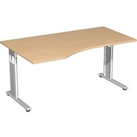 geramöbel Flex Schreibtisch buche L-Form, C-Fuß-Gestell silber 180,0 x 100,0 cm von geramöbel