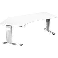 geramöbel Flex Schreibtisch weiß L-Form, C-Fuß-Gestell silber 216,6 x 113,0 cm von geramöbel