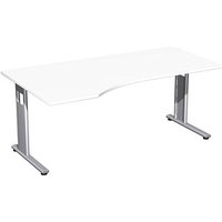 geramöbel Flex Schreibtisch weiß L-Form, C-Fuß-Gestell silber 180,0 x 100,0 cm von geramöbel