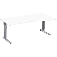 geramöbel Flex Schreibtisch weiß L-Form, C-Fuß-Gestell silber 180,0 x 100,0 cm von geramöbel