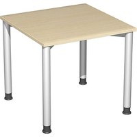 geramöbel Flex höhenverstellbarer Schreibtisch ahorn, silber rechteckig, 4-Fuß-Gestell silber 80,0 x 80,0 cm von geramöbel