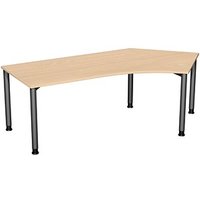 geramöbel Flex höhenverstellbarer Schreibtisch buche, anthrazit L-Form, 5-Fuß-Gestell grau 216,6 x 113,0 cm von geramöbel